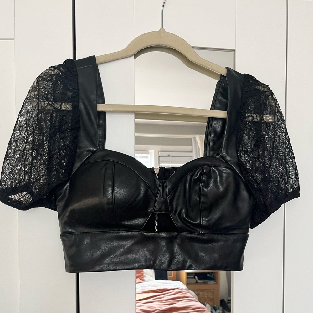 Size Small Haute Monde faux leather crop and skirt set
